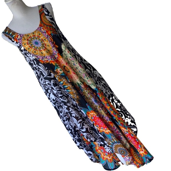 7 Island // Beach Party Dress 100% Rayon Sleeveless multi-patterned - Picture 2 of 10